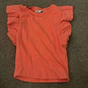 zara cropped ruffle sleeve top